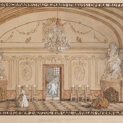 Alfred Roller, Bühnenbild Der Rosenkavalier, 1910 (dat.) /Datum der Aufführung: 1911, Handzeichnung, Theatermuseum © KHM-Museumsverband.